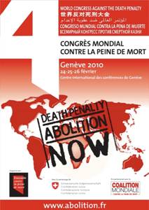 Affiche réduite du 4e Congres mondial contre la peine de mort à Genève