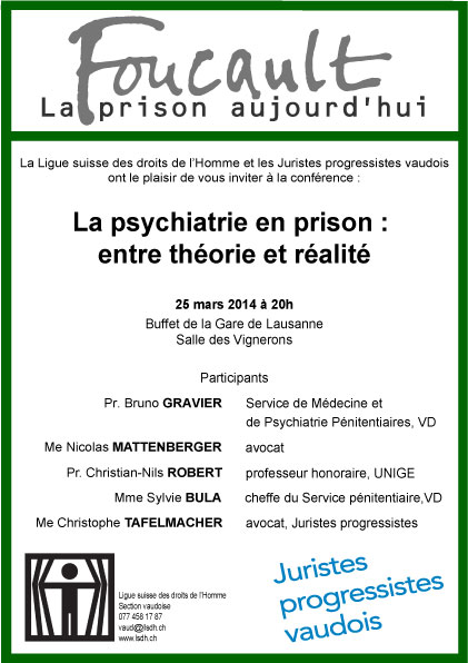 CONFERENCE – LA PSYCHIATRIE EN PRISON: ENTRE THEORIE ET REALITE