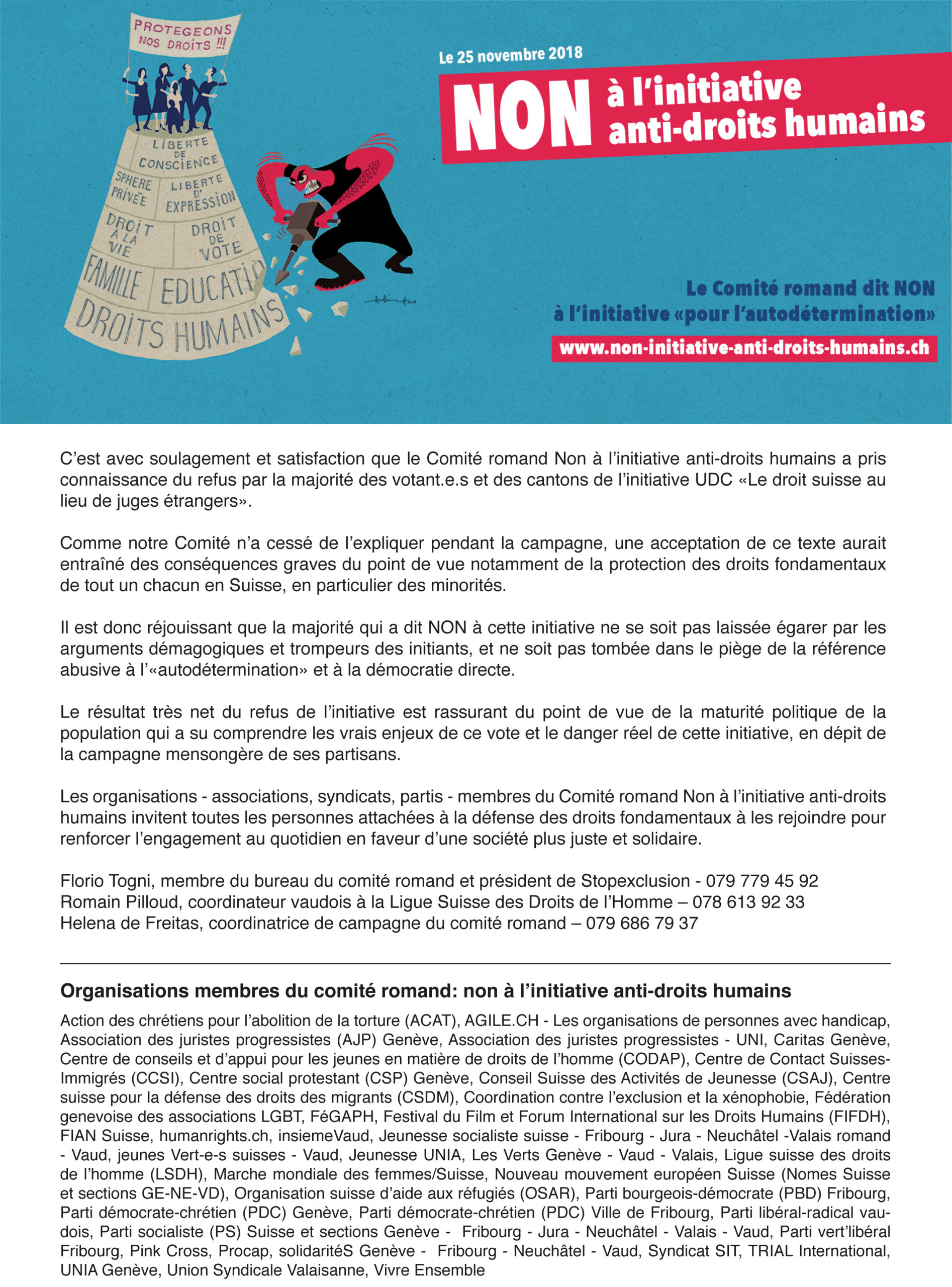 comm presse NON 181125